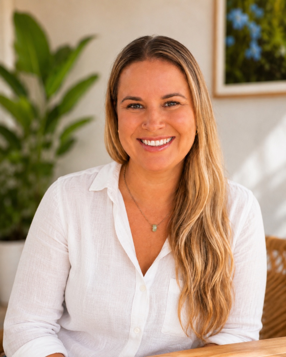 Sarah D smiling in a white shirt